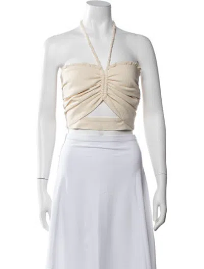 Pre-owned Just Bee Queen Halterneck Sleeveless Crop Top In White