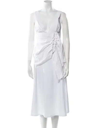 Pre-owned Just Bee Queen Linen Cowl Neck Tunic In White