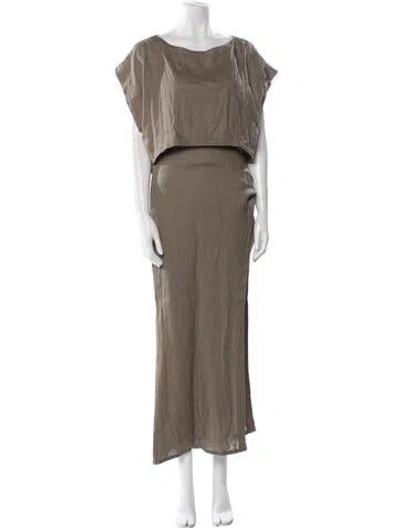 Pre-owned Just Bee Queen Linen Cutout Accent Skirt Set In Green