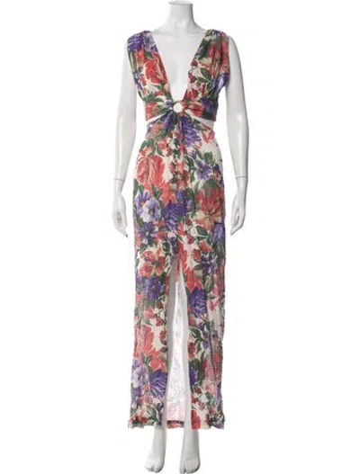 Pre-owned Just Bee Queen Linen Long Dress In Red