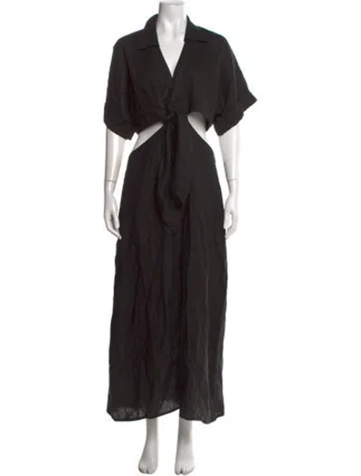 Pre-owned Just Bee Queen Linen Long Dress W/ Tags In Black