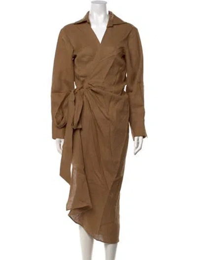 Pre-owned Just Bee Queen Linen Long Dress W/ Tags In Neutrals
