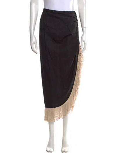 Pre-owned Just Bee Queen Linen Long Skirt In Black