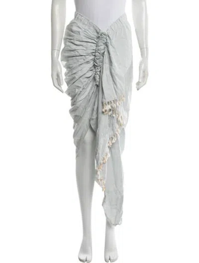 Pre-owned Just Bee Queen Linen Long Skirt In Blue