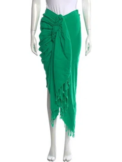 Pre-owned Just Bee Queen Linen Long Skirt In Green