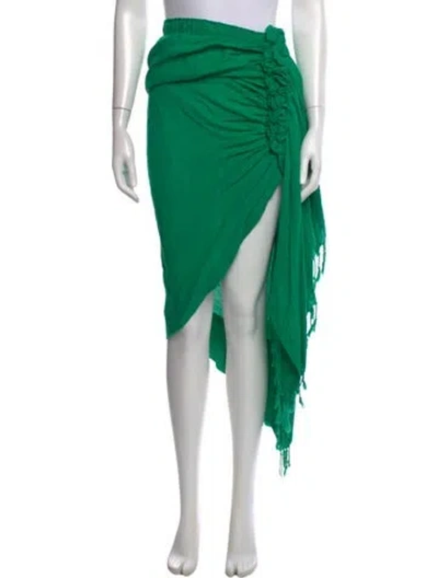 Pre-owned Just Bee Queen Linen Long Skirt In Green