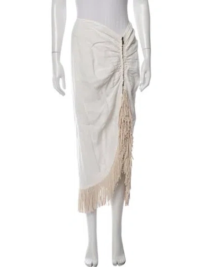 Pre-owned Just Bee Queen Linen Long Skirt In White
