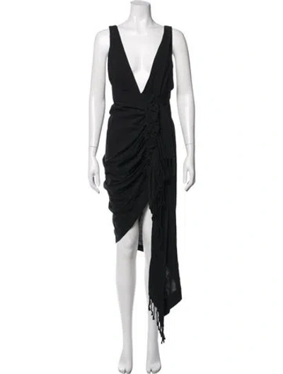 Pre-owned Just Bee Queen Linen Midi Length Dress In Blue