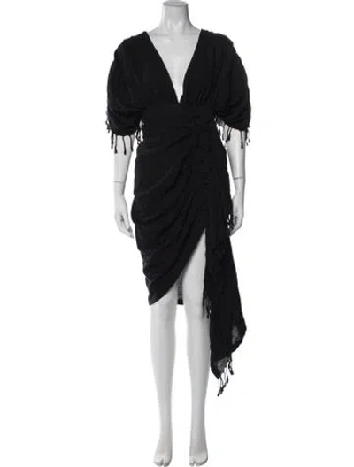 Pre-owned Just Bee Queen Linen Midi Length Dress W/ Tags In Black