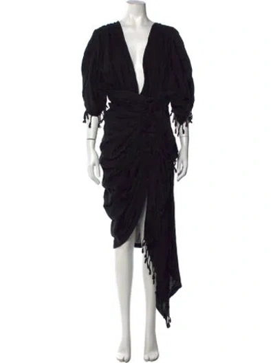 Pre-owned Just Bee Queen Linen Midi Length Dress W/ Tags In Black