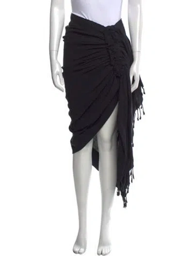 Pre-owned Just Bee Queen Linen Midi Length Skirt In Black