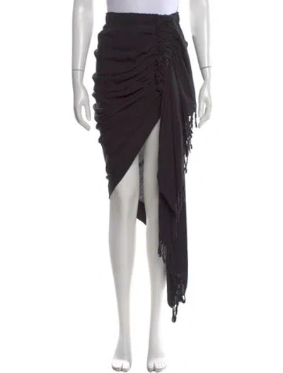 Pre-owned Just Bee Queen Linen Midi Length Skirt In Black