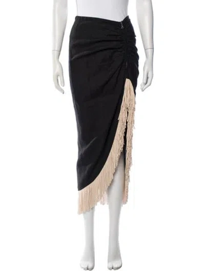 Pre-owned Just Bee Queen Linen Midi Length Skirt In Black
