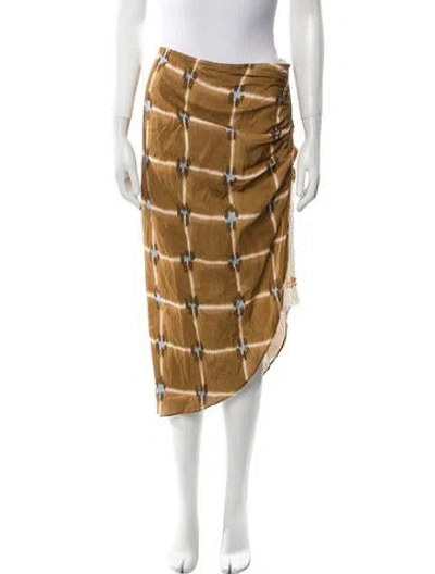 Pre-owned Just Bee Queen Linen Midi Length Skirt In Brown