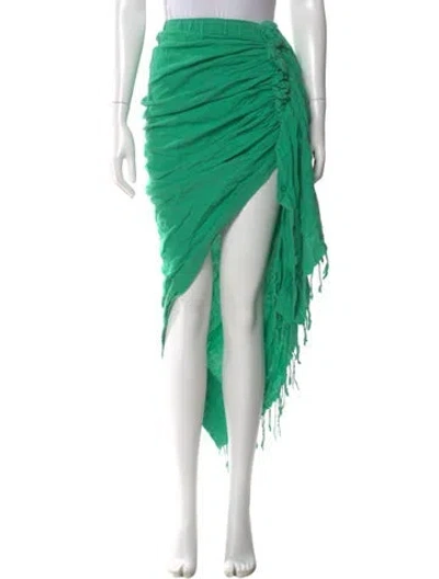 Pre-owned Just Bee Queen Linen Midi Length Skirt In Green