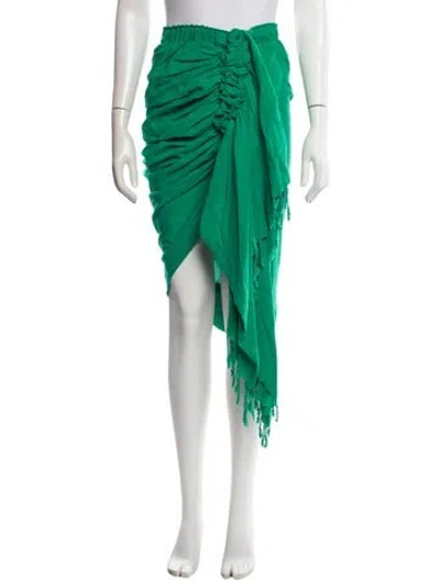 Pre-owned Just Bee Queen Linen Midi Length Skirt In Green