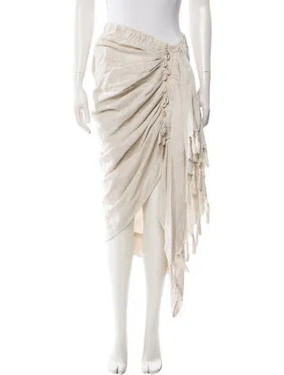 Pre-owned Just Bee Queen Linen Midi Length Skirt In Neutral