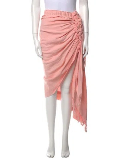 Pre-owned Just Bee Queen Linen Midi Length Skirt In Pink