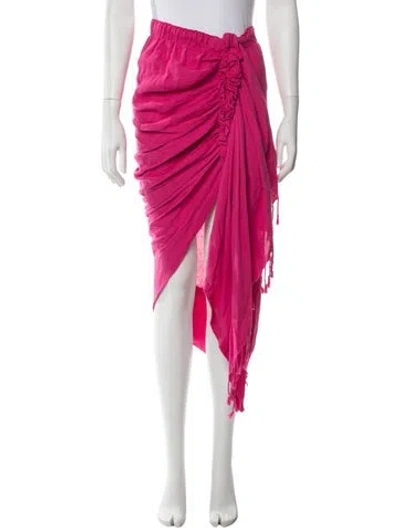 Pre-owned Just Bee Queen Linen Midi Length Skirt In Pink