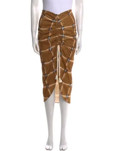 Pre-owned Just Bee Queen Linen Midi Length Skirt W/ Tags In Brown