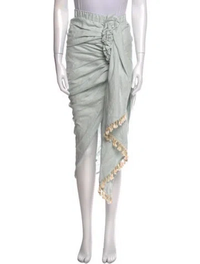 Pre-owned Just Bee Queen Linen Midi Length Skirt In White