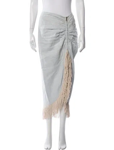Pre-owned Just Bee Queen Linen Midi Length Skirt In White