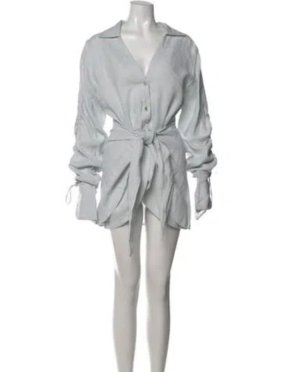 Pre-owned Just Bee Queen Linen Mini Dress In Blue