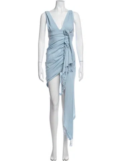 Pre-owned Just Bee Queen Linen Mini Dress In Blue