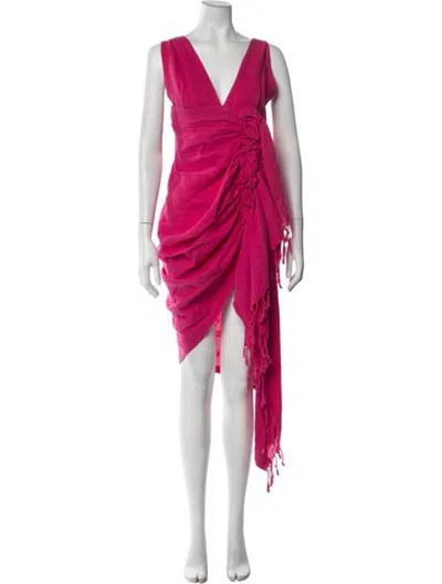 Pre-owned Just Bee Queen Linen Mini Dress In Pink