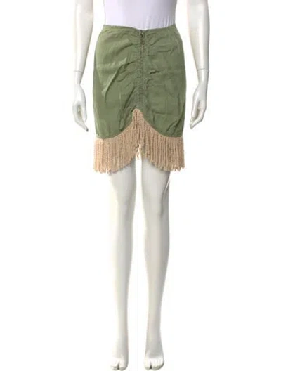 Pre-owned Just Bee Queen Linen Mini Skirt In Green