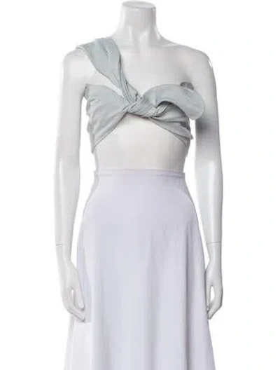 Pre-owned Just Bee Queen Linen One-shoulder Crop Top In Neutral