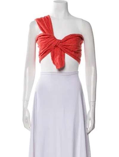 Pre-owned Just Bee Queen Linen One-shoulder Crop Top In Red
