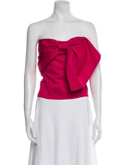 Pre-owned Just Bee Queen Linen One-shoulder Crop Top In Red