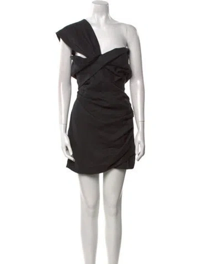 Pre-owned Just Bee Queen Linen One-shoulder Romper In Black