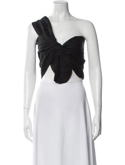 Pre-owned Just Bee Queen Linen One-shoulder Top W/ Tags In Black