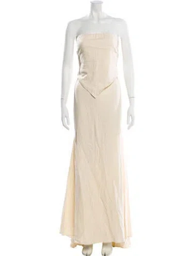 Pre-owned Just Bee Queen Linen Pleated Accents Skirt Set W/ Tags In Neutral