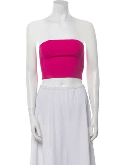 Pre-owned Just Bee Queen Linen Strapless Crop Top In Pink