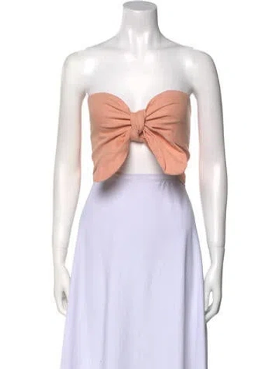 Pre-owned Just Bee Queen Linen Strapless Crop Top In Pink