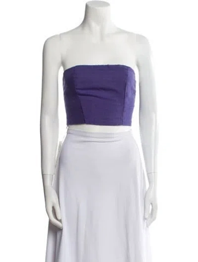 Pre-owned Just Bee Queen Linen Strapless Crop Top W/ Tags In White