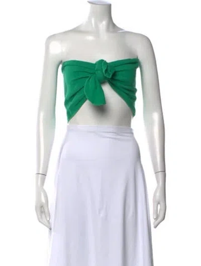 Pre-owned Just Bee Queen Linen Strapless Crop Top In White