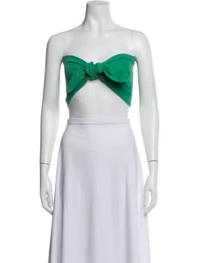 Pre-owned Just Bee Queen Linen Strapless Crop Top In White
