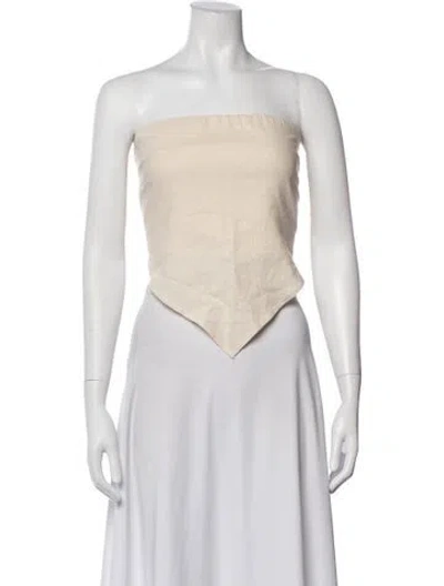 Pre-owned Just Bee Queen Linen Strapless Top W/ Tags W/ Tags In Neutrals