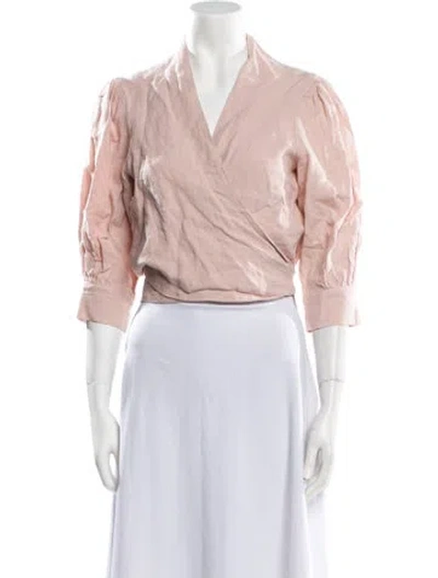 Pre-owned Just Bee Queen Linen V-neck Crop Top W/ Tags In Pink