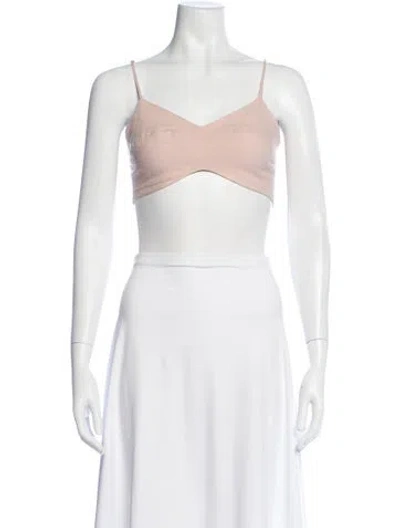 Pre-owned Just Bee Queen Linen V-neck Crop Top In White