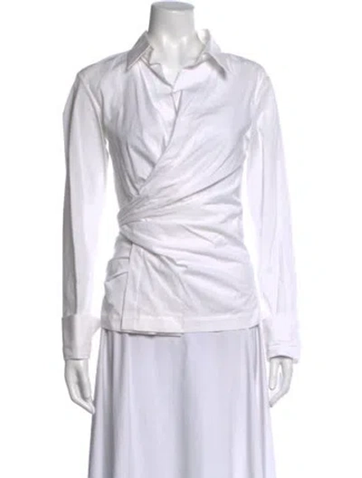 Pre-owned Just Bee Queen Long Sleeve Blouse In White