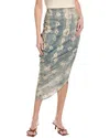 Just Bee Queen Noor Linen-blend Midi Skirt In Blue