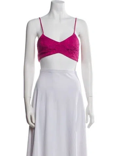 Pre-owned Just Bee Queen Nylon V-neck Crop Top W/ Tags In Pink