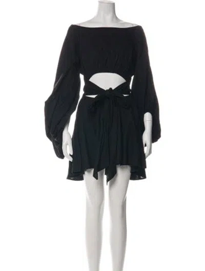 Pre-owned Just Bee Queen Off-the-shoulder Mini Dress In Black
