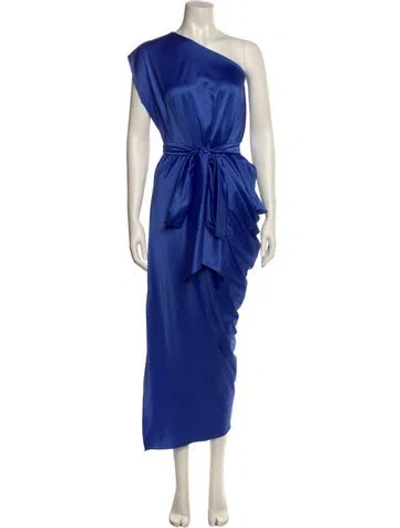 Pre-owned Just Bee Queen One-shoulder Long Dress In Blue