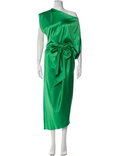 Pre-owned Just Bee Queen One-shoulder Long Dress In Green